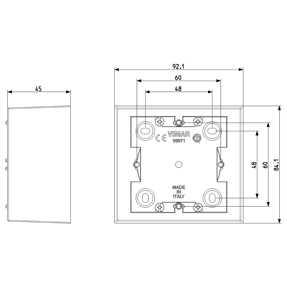 VIMAR - 09971.A - Surface-box 1-2M 43,5mm depth ivory