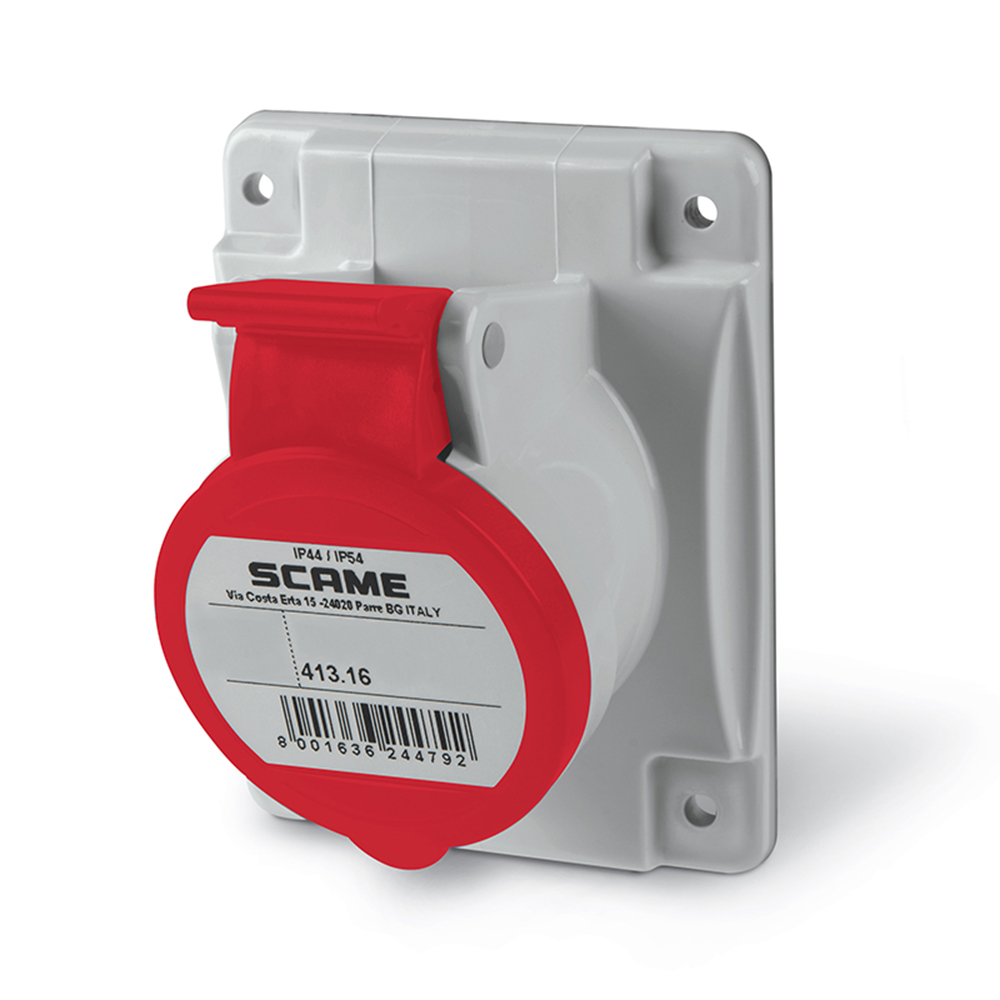 SCAME - Optima socket 16A 3P+E 6h 380-415V 50Hz 60Hz 70X87MM Screw terminals  413.1666