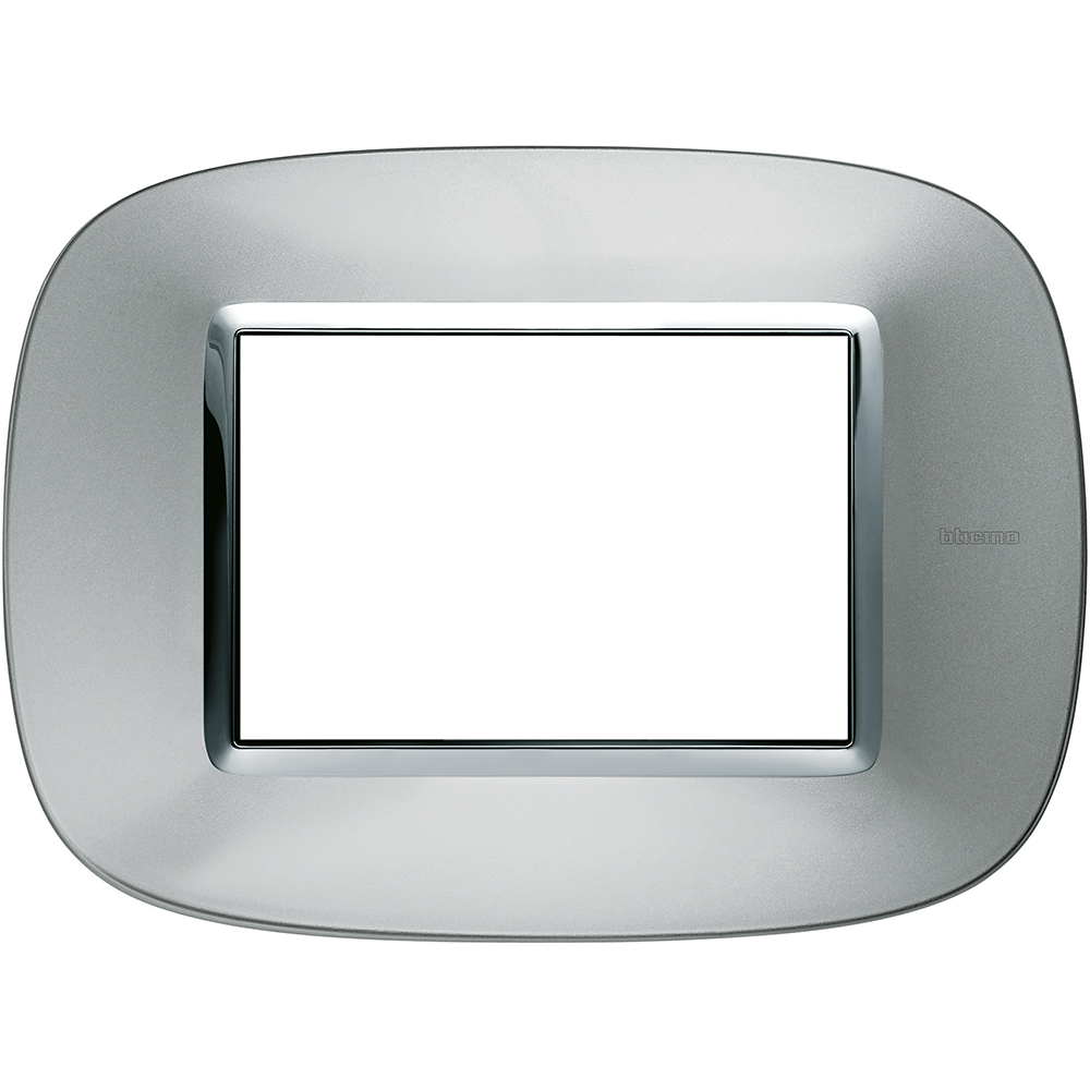 BTICINO - HB4803XC Elliptical cover plate 3 modules - aluminium 