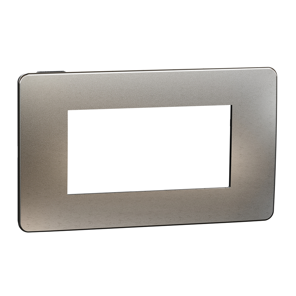 SCHNEIDER ELECTRIC - NU270456М New Unica - cover frame - 1 gang - 4 module - light aluminium/ black mirror surface
