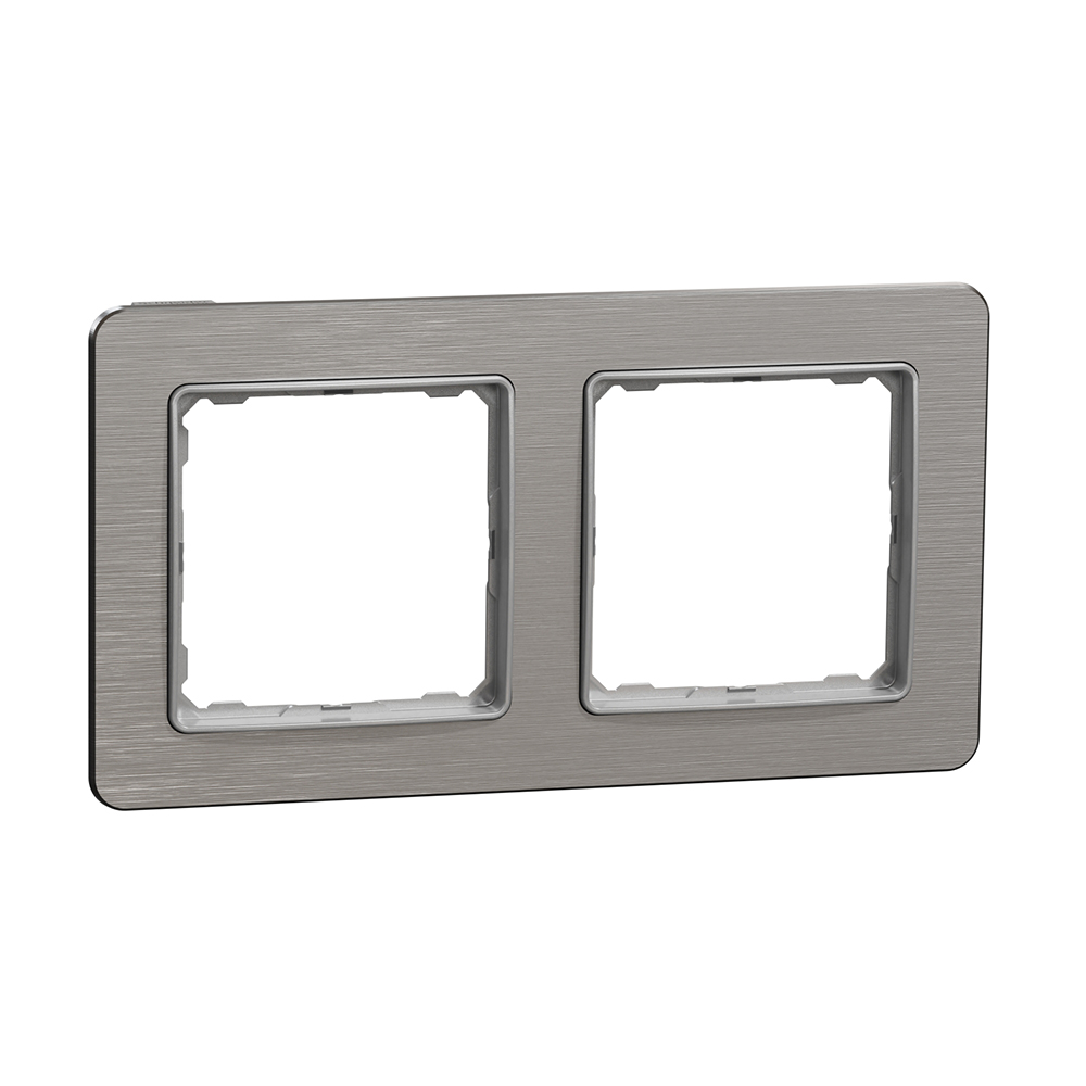 SCHNEIDER ELECTRIC - SDD370802 Sedna Elements - horizontal 2-gang frame - scrached aluminium