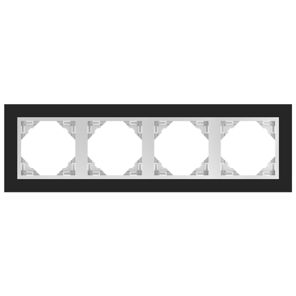 EFAPEL - FOUR GANG FRAME BLACK GLASS/ALUMINIUM 90940 TEA LOGUS 90 Crystal
