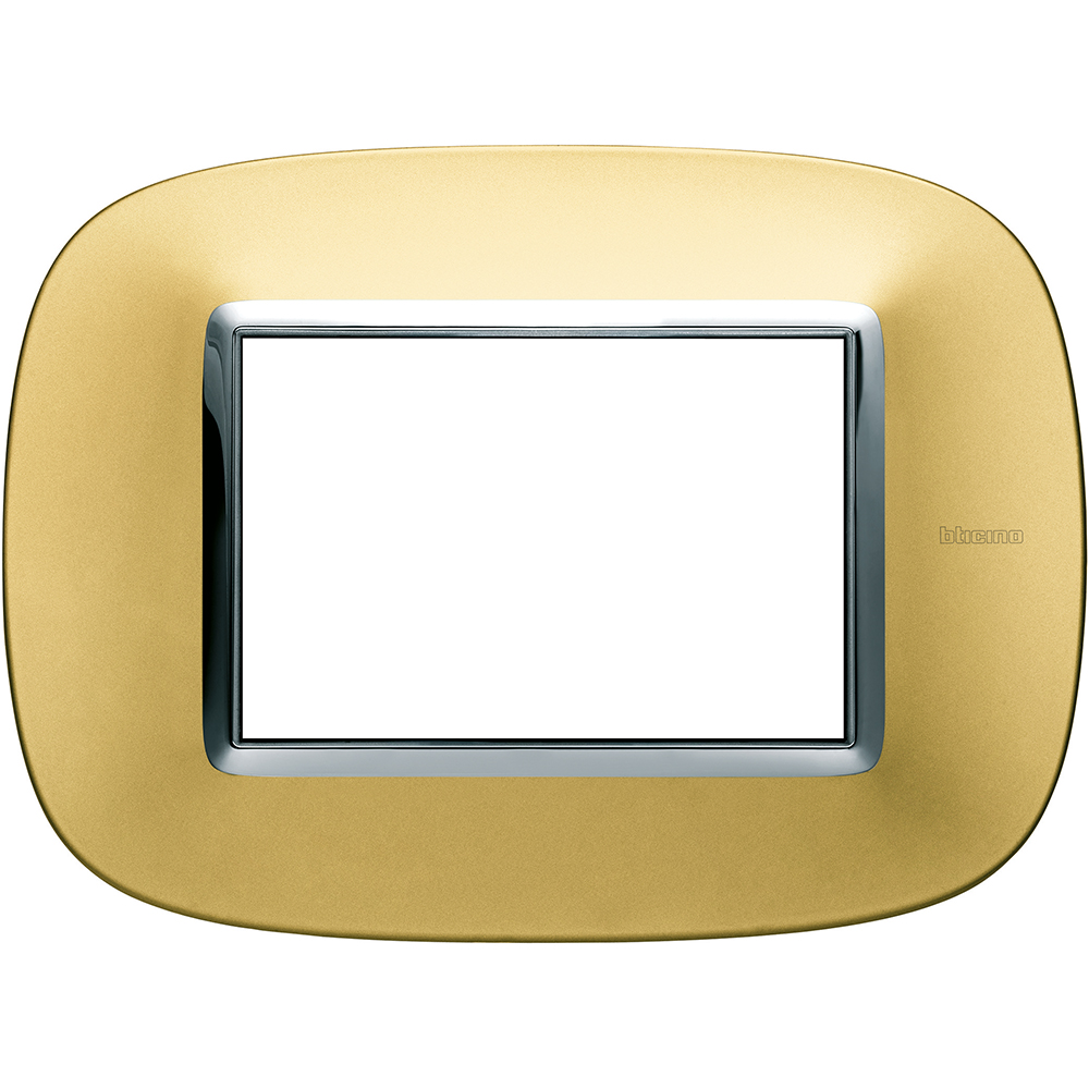 BTICINO - HB4803OSN Elliptical plate 3 modules - gold satin 