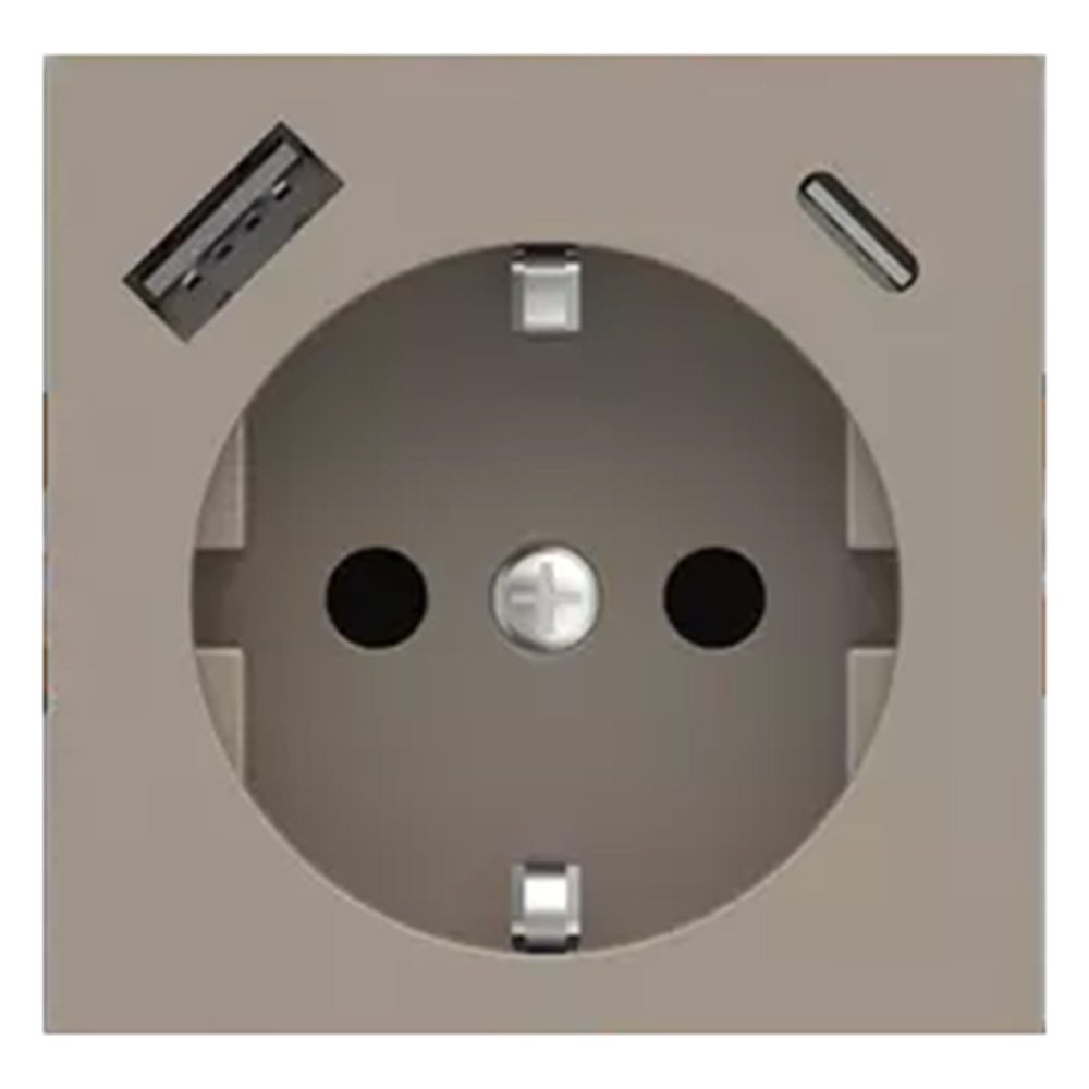 Ekinex - Faceplate for socket Schuko and USB A+C 55x55 Fenix Beaver Ottawa - EK-PSC-DE-USB-FCO