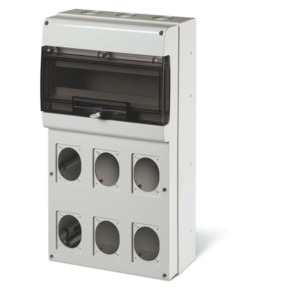 SCAME - Табло за индустриални контакти и DIN модули IP66, UV, PG и М вход, серия Domino (16 DIN и 6х16A или 32A)  672.5616