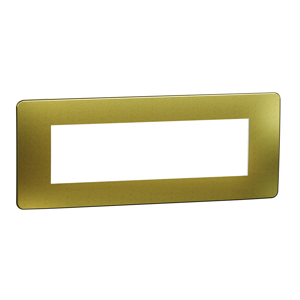 SCHNEIDER ELECTRIC - NU270759M New Unica - cover frame - 1 gang - 7 module - gold/ white mirror surface