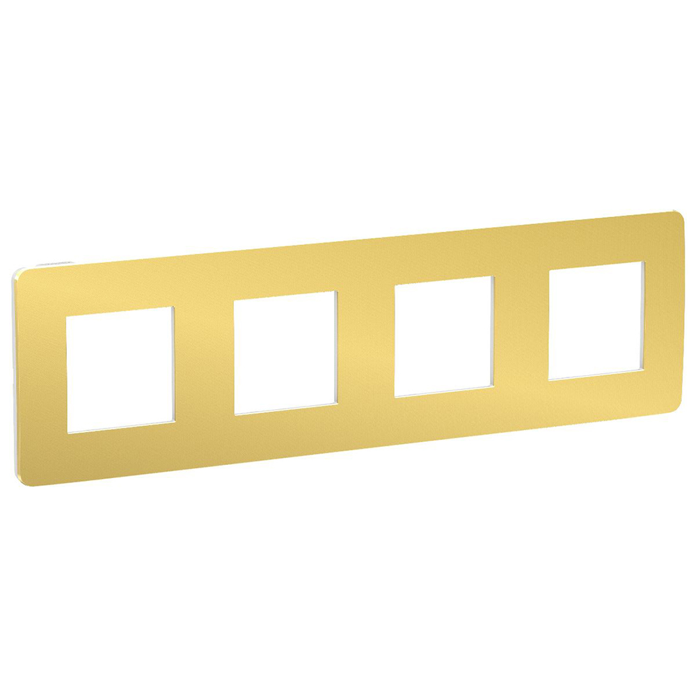 SCHNEIDER ELECTRIC - NU280859 cover frame - 4 gangs - 4 x 2 modules - gold/ white coarse surface