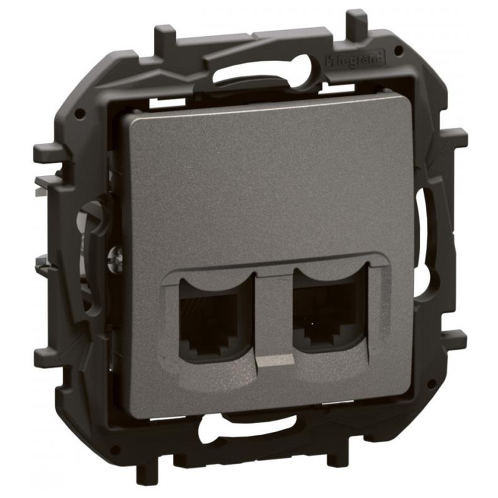LEGRAND SEANO Data- En Telefooncombinatiedoos – RJ11+RJ45 CAT.6 UTP, Met Veercompensatie, Positioneersysteem En Schilderafdekking