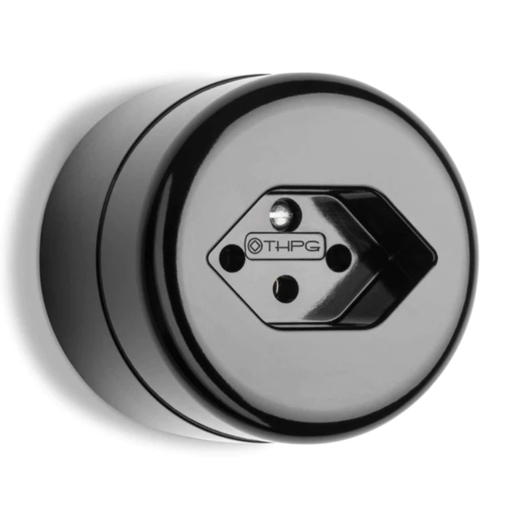 THPG - Outlet Swiss version type 13 surface-mounted with base plate Bakelite 16A 250V IP20 D: Ø 62mm H: 49 mm  101118