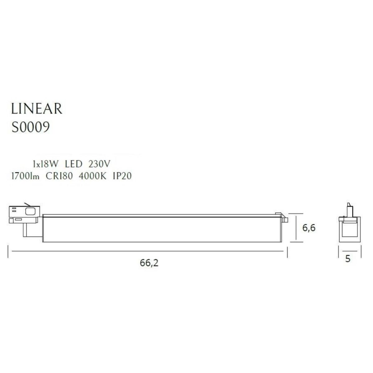 MAXLIGHT - LINEAR S0009 ,1 x 18W LED 230V, 1700 LM, CRI 80