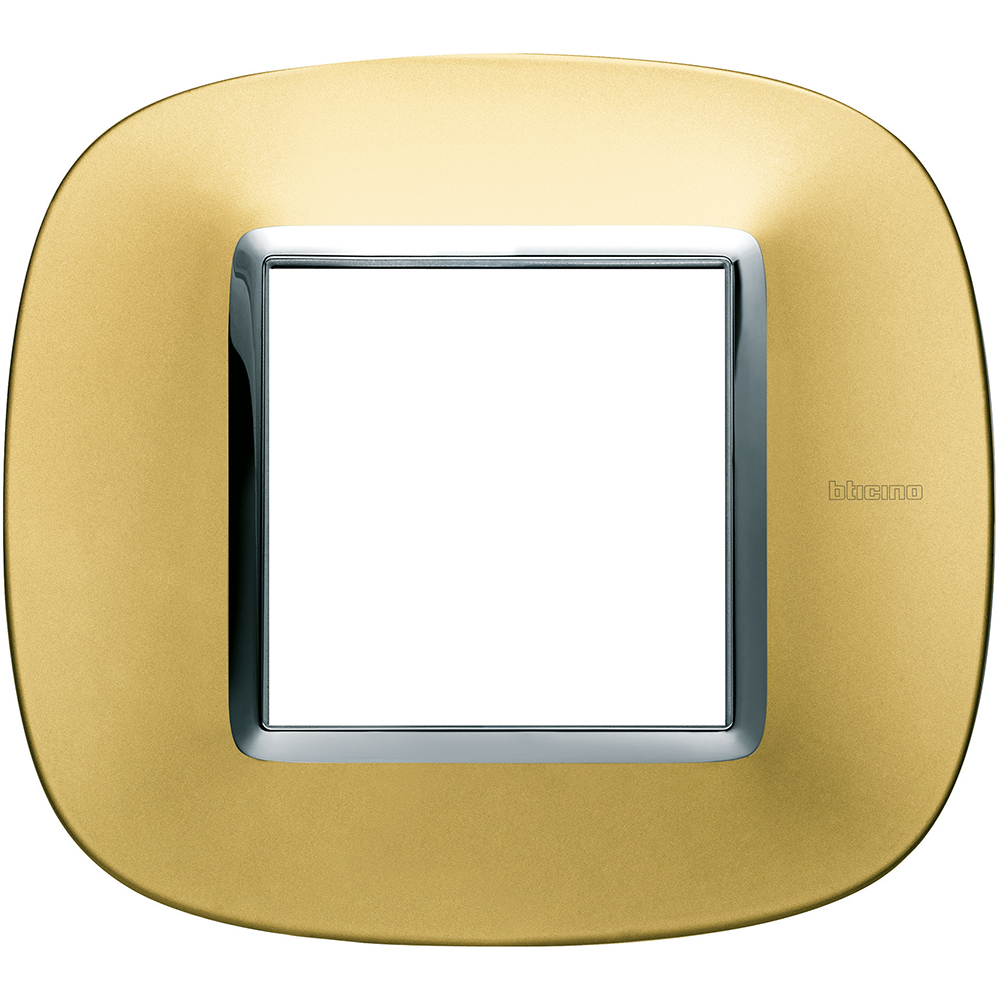 BTICINO - HB4802OSN Elliptical plate 2 modules - gold satin 