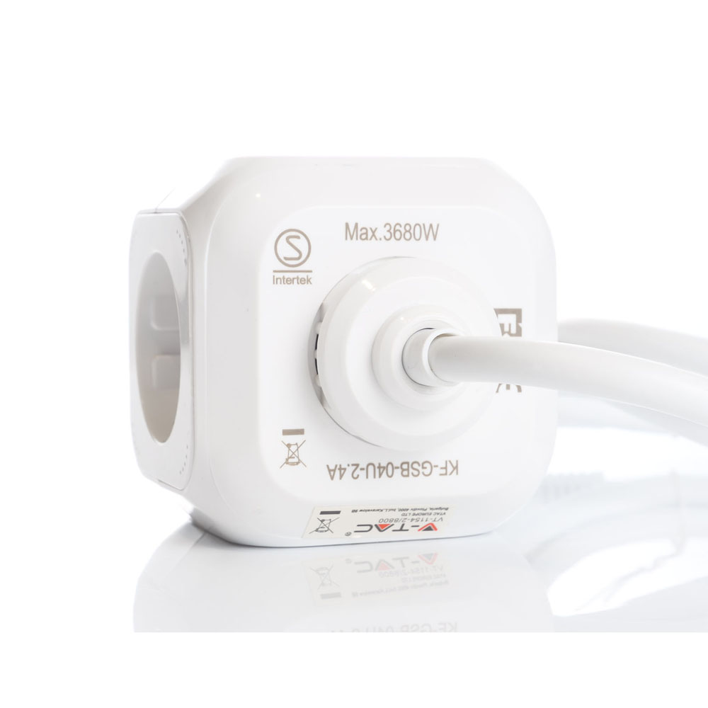 V-TAC - 4 Ways Socket USB Cubic 3G 1.55mm x 1.4m SKU: 8800 VT-1154-2