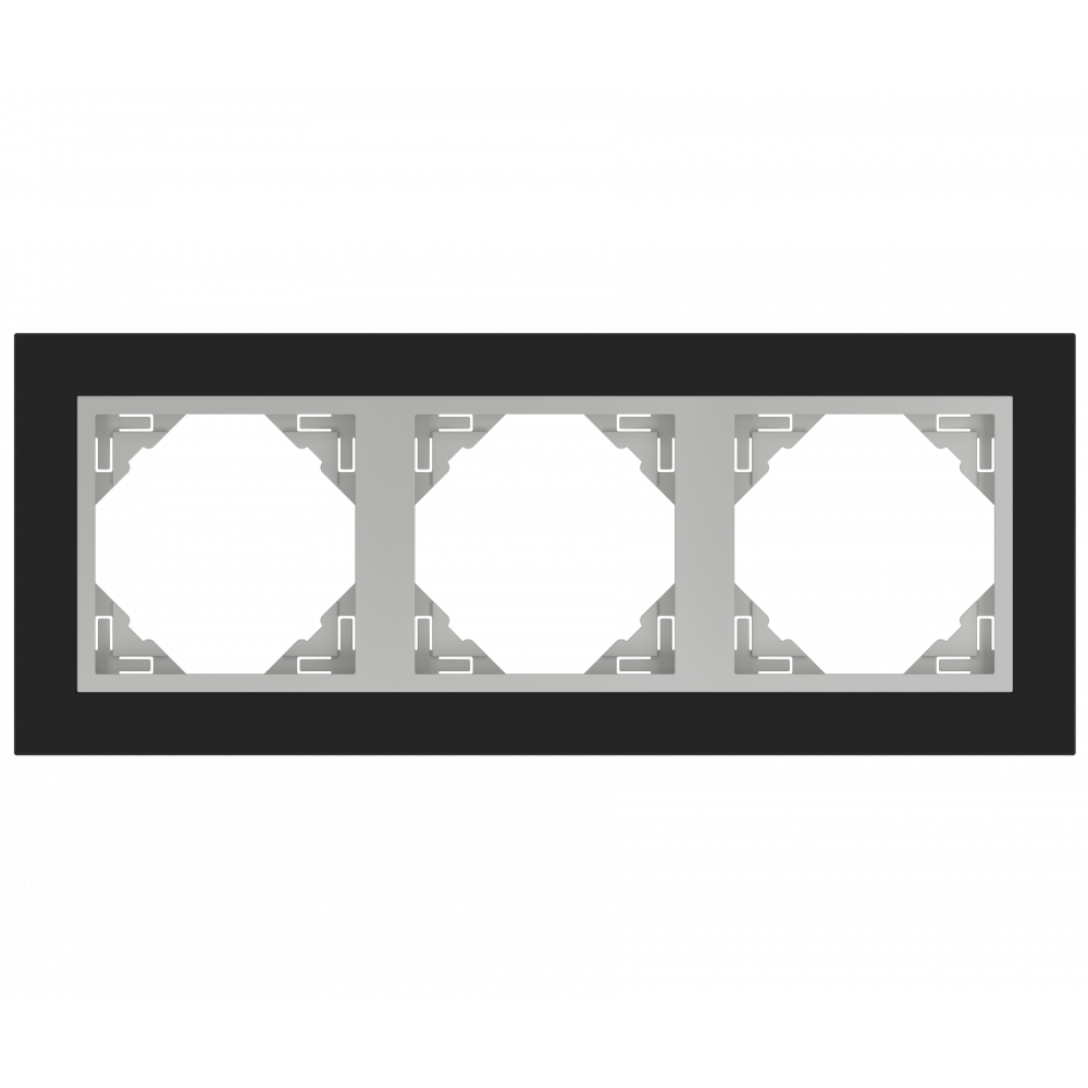 EFAPEL - TRIPLE FRAME BLACK GLASS/ALUMINIUM 90930 TEA LOGUS 90 Crystal