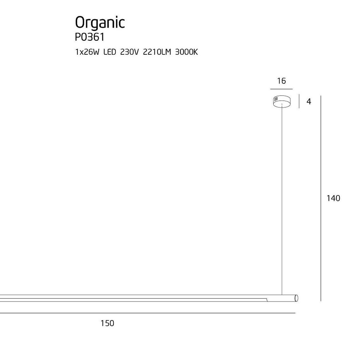 MAXLIGHT - ORGANIC P0361,1 x 26W LED 230V 2210 LM