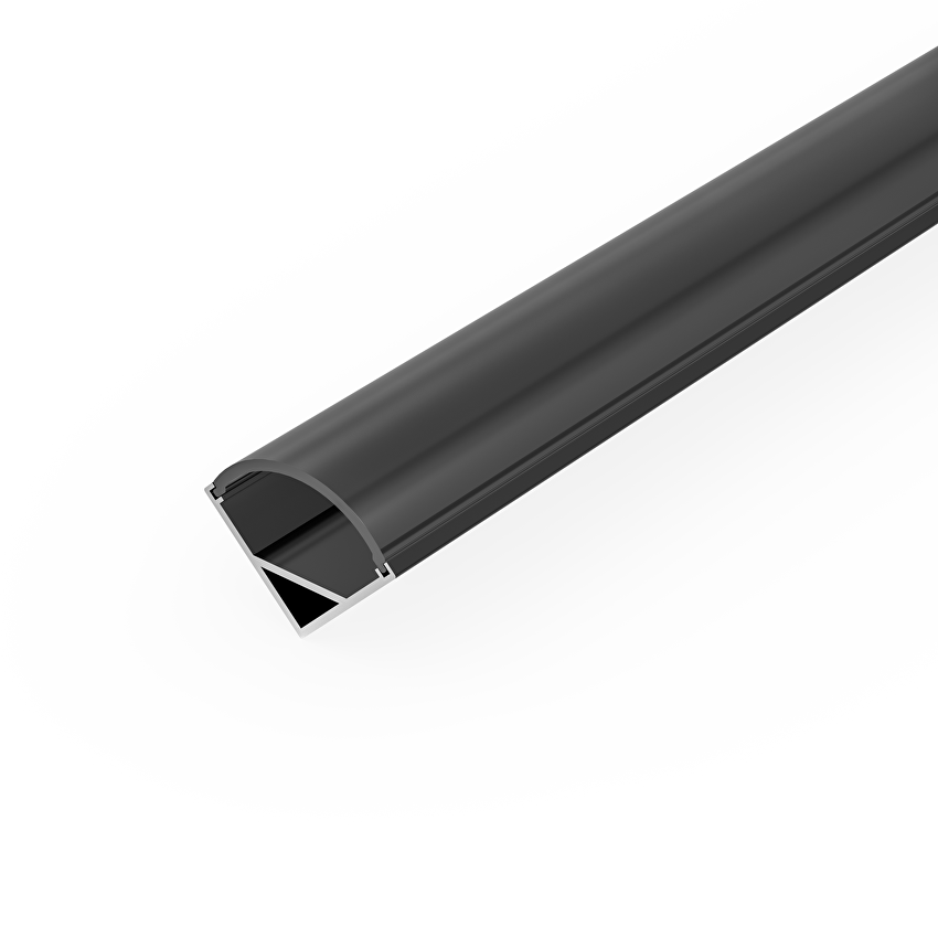 ULTRALUX - APK304BK Алуминиев профил за LED лента, черен, с черен дифузер, за открит монтаж, ъглов, 3м