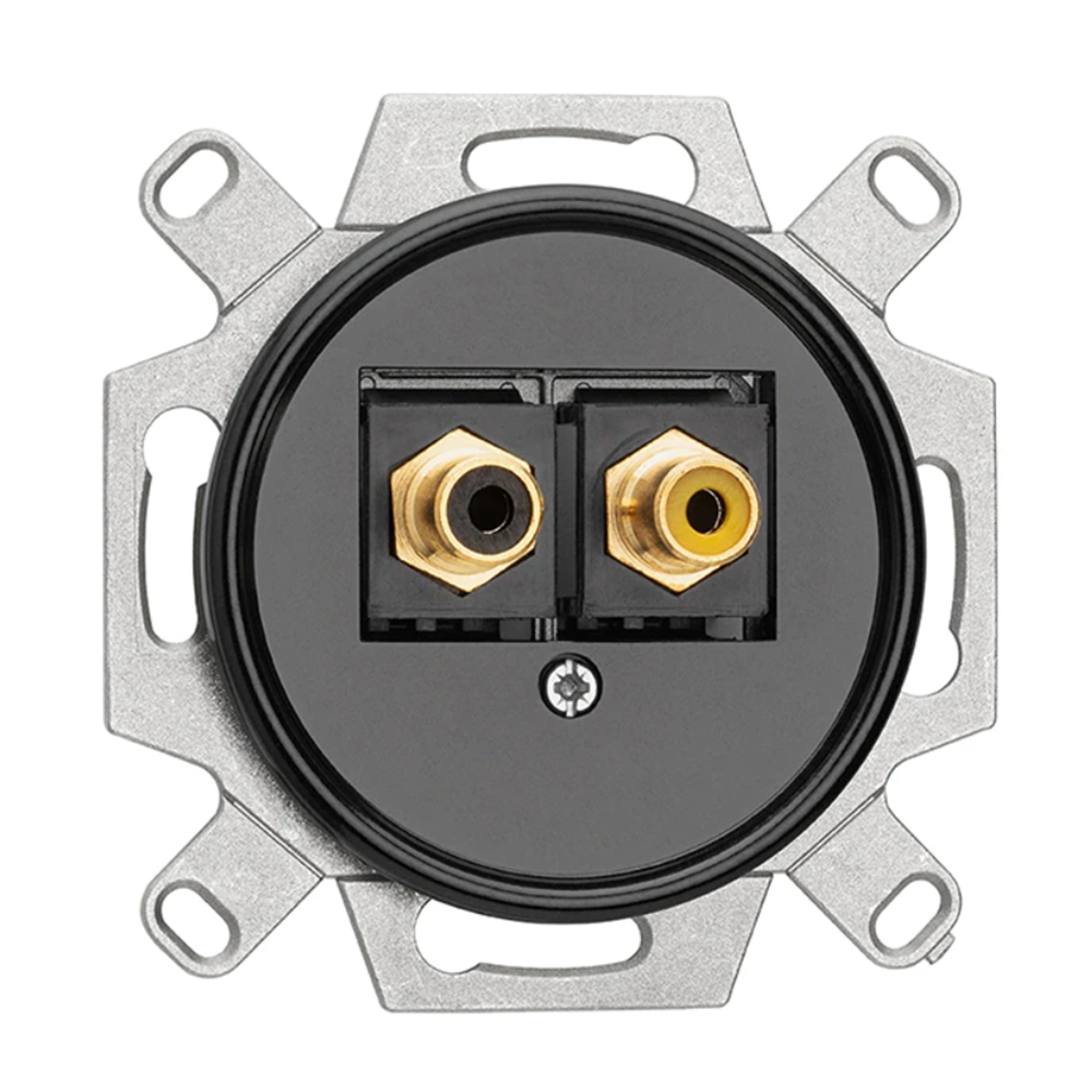 THPG - Cinch connection yellow/black RCA Ø 7,0 cm Bakelite black 101361