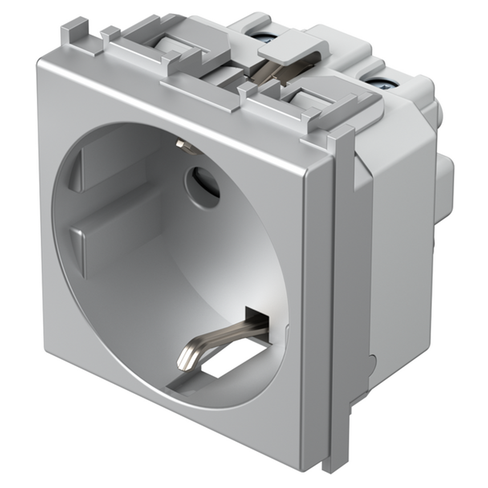 TEM - VM10ES Socket Schuko 2P+E 16A 2M, color Silver matt, Modul