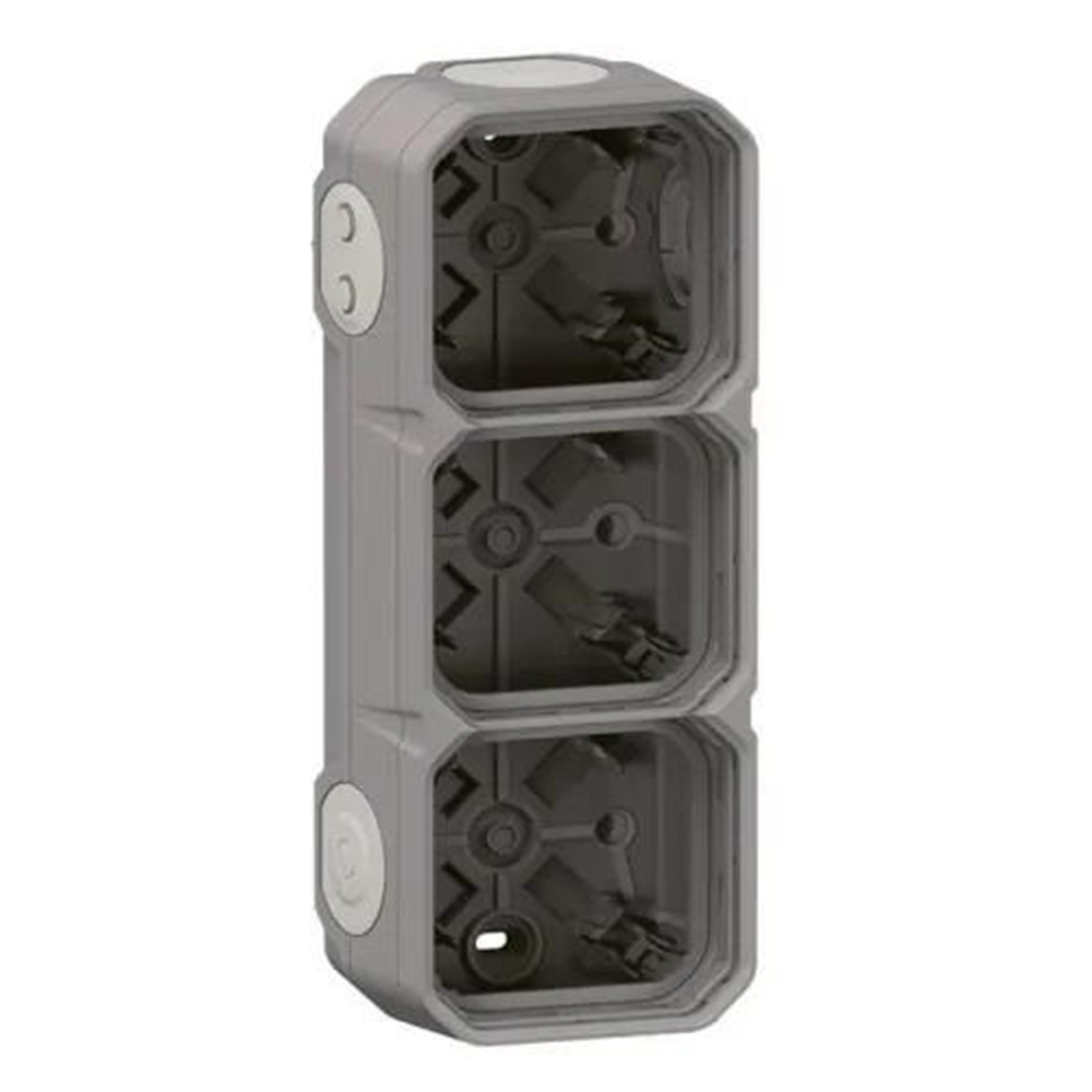 LEGRAND - TRIPLE box with 5x rubber membranes for surface mounting color Gray IP55 Plexo New 69680L