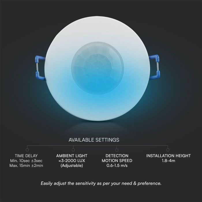 Cob Sensor V-TAC - COB PIR Sensor Two 360º Detection Rate White body SKU: 23426
