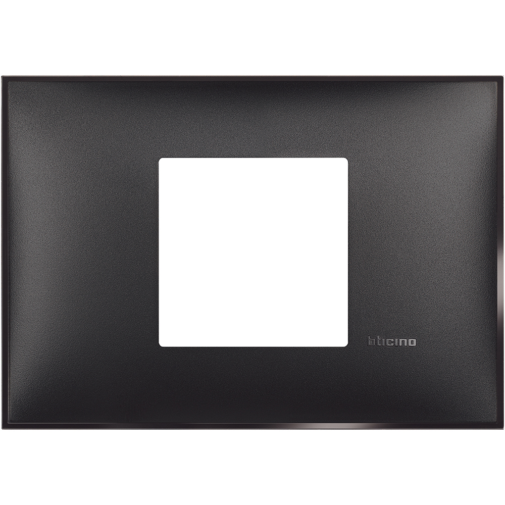 BTICINO - R4819BG cover plate - 2 centered module - Black satin