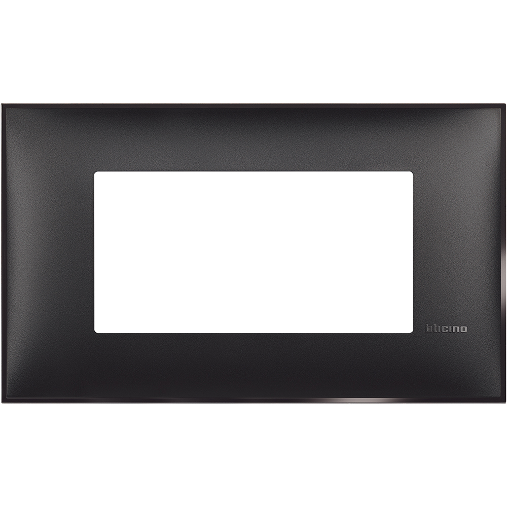 BTICINO - R4804BG cover plate - 4 centered module - Black satin