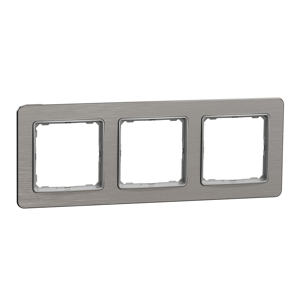 SCHNEIDER ELECTRIC - SDD370803 Sedna Elements - horizontal 3-gang frame - scrached aluminium