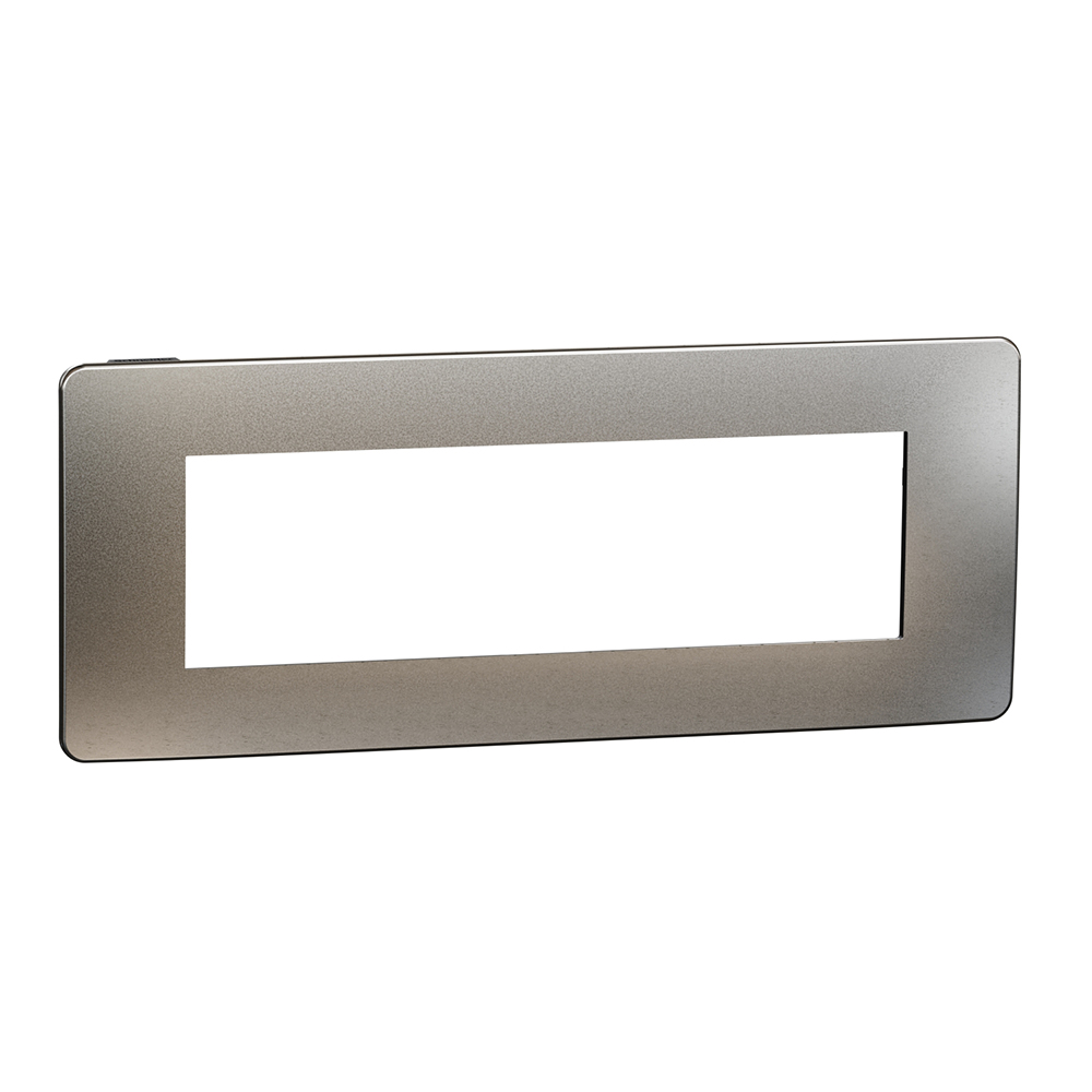 SCHNEIDER ELECTRIC - NU270756M New Unica - cover frame - 1 gang - 7 module - light aluminium/ black mirror surface