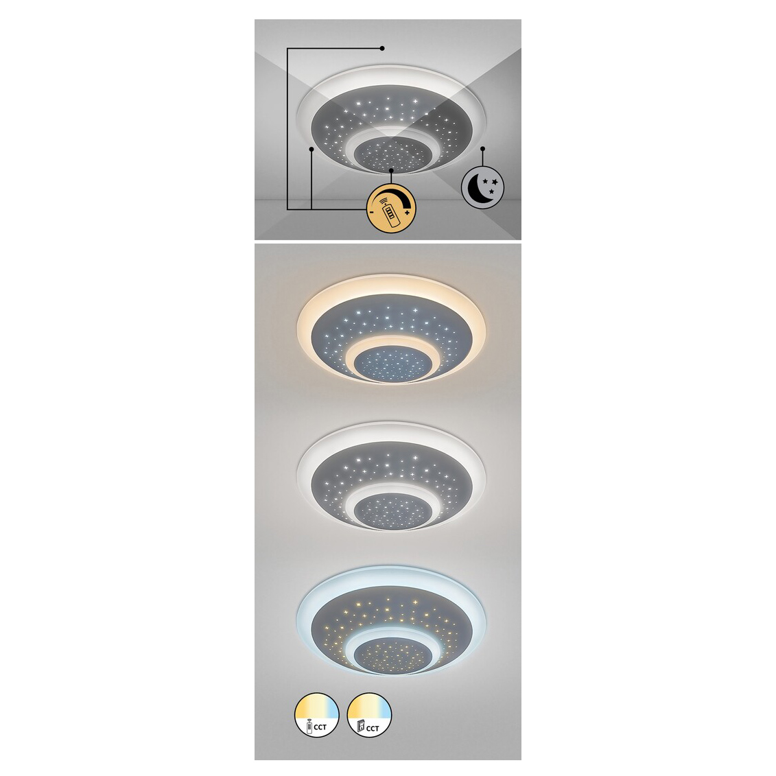 RABALUX - Ceiling luminaire with remote control white TANELI 3264 LED ...