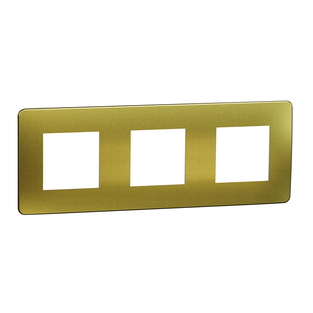 SCHNEIDER ELECTRIC - NU280659M cover frame - 3 gangs - 3 x 2 modules - gold/ white mirror surface