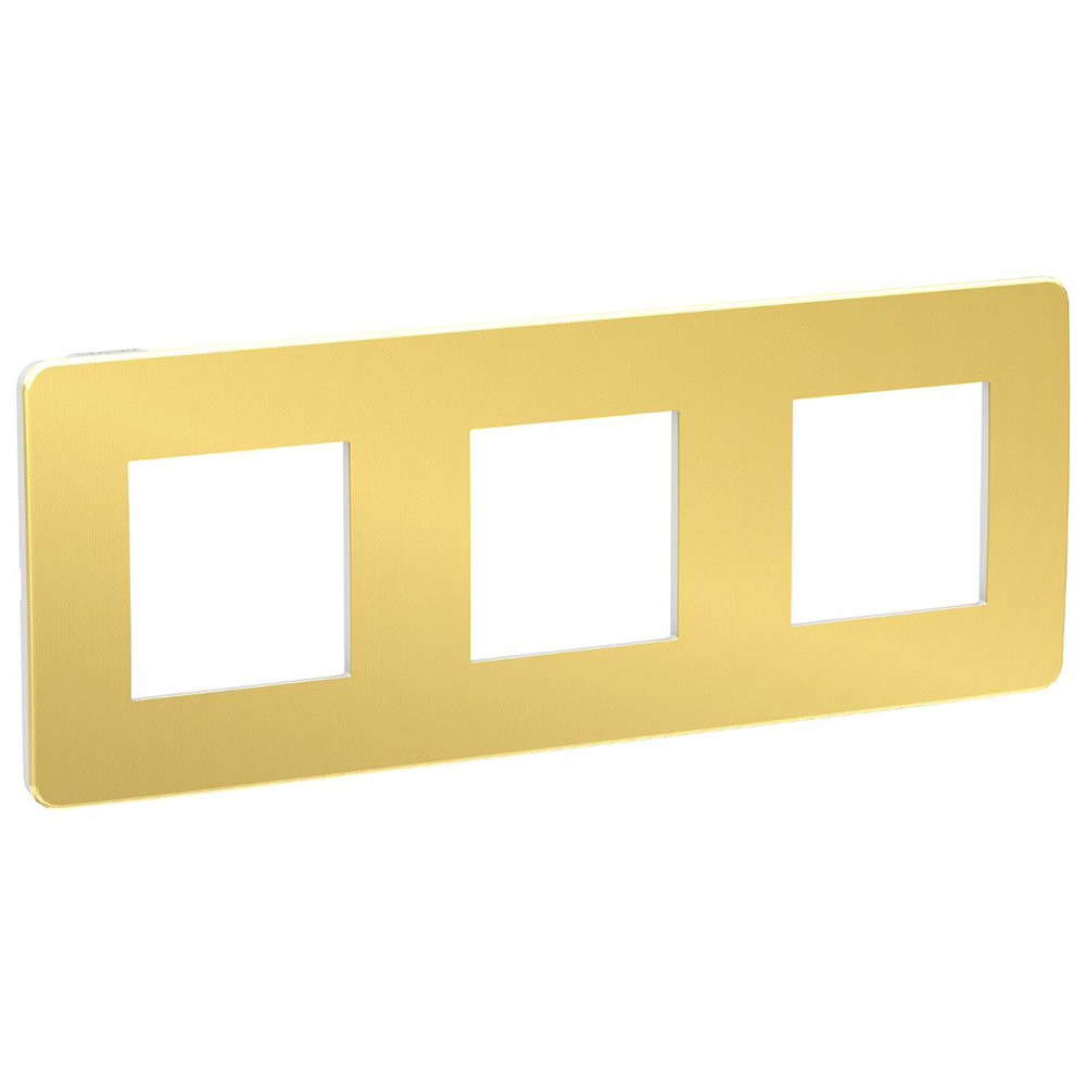 SCHNEIDER ELECTRIC - NU280659 cover frame - 3 gangs - 3 x 2 modules - gold/ white coarse surface