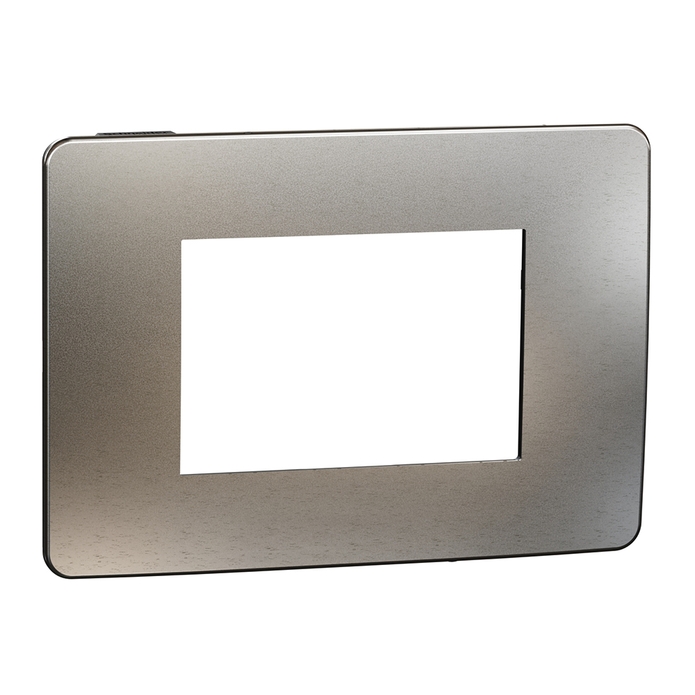 SCHNEIDER ELECTRIC - NU270356М New Unica - cover frame - 1 gang - 3 module - light aluminium/ black mirror surface