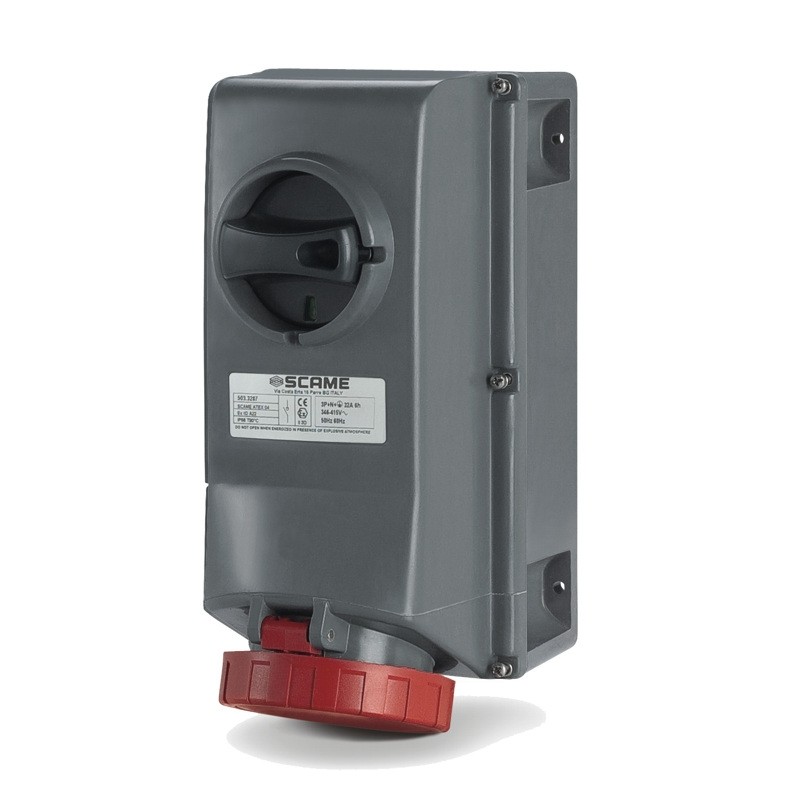 SCAME - INTERLOCKED SOCKET 2P+Е 32A EX II 2D zone 21/22 IP66/IP67 IK10 ...