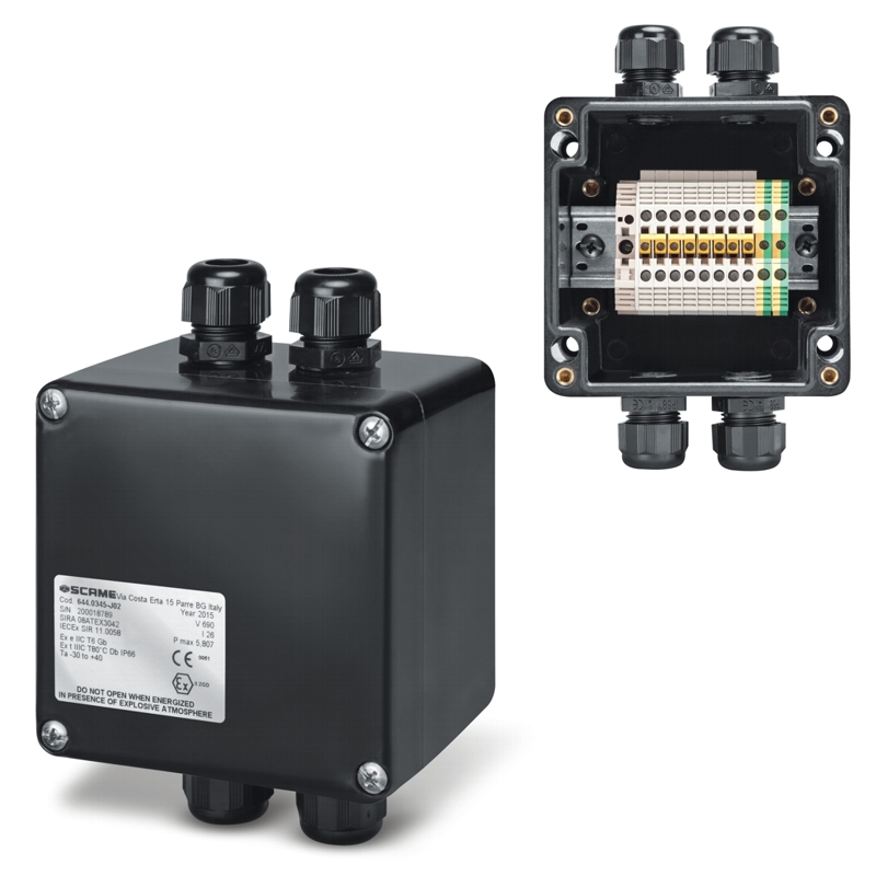 SCAME - Explosion proof surface mounting box Zenith-P ЕX 122х120х90мм IP66 8xWDU 4,0mm² 644.0345-J02