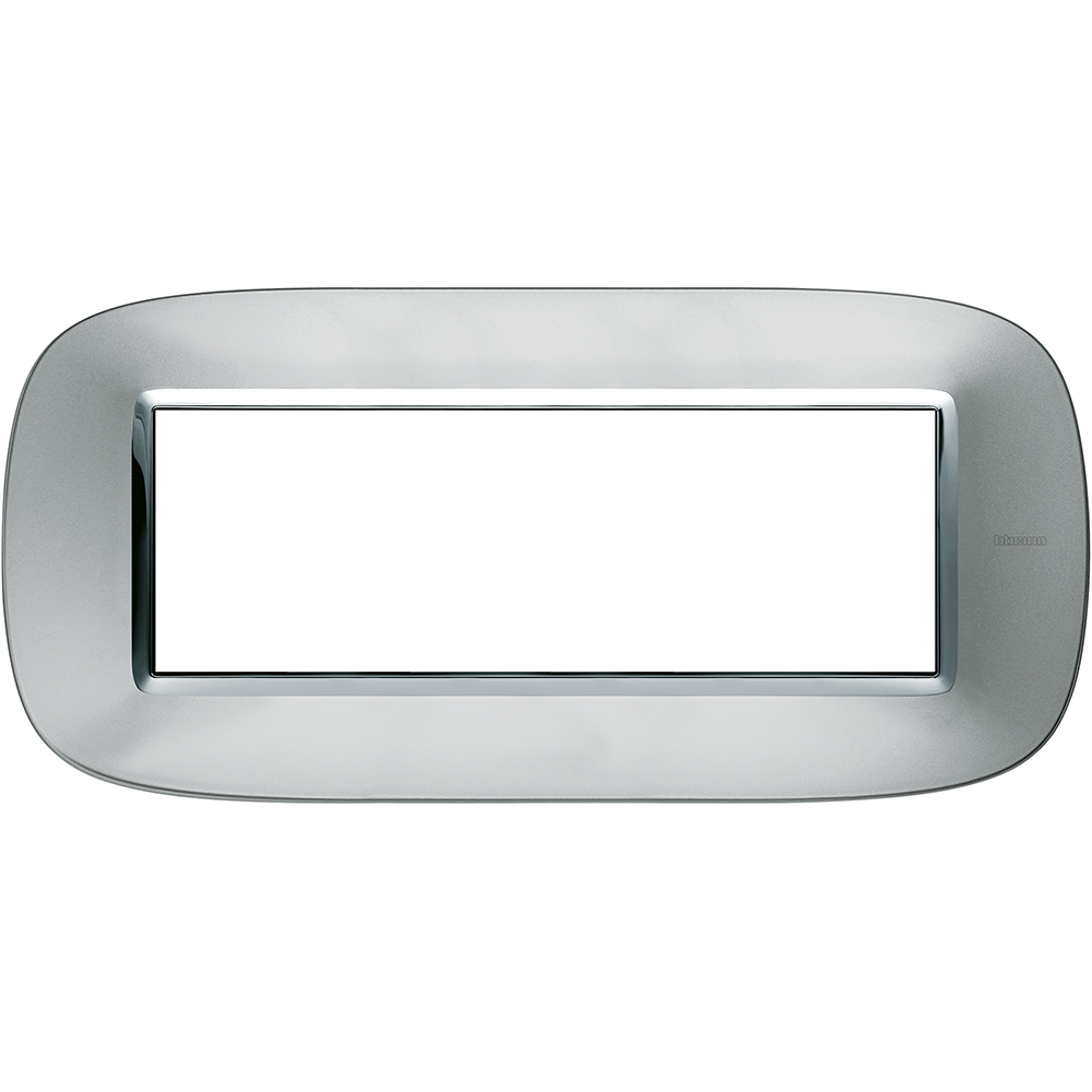 BTICINO - HB4806XC Elliptical cover plate 6 modules - aluminium 
