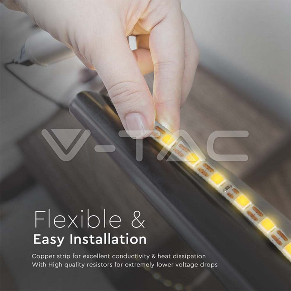 Vtac Led Strip V-TAC - LED Strip SMD 2835 120LED Double PCB thin 3mm 4000K 8W/m SKU ...