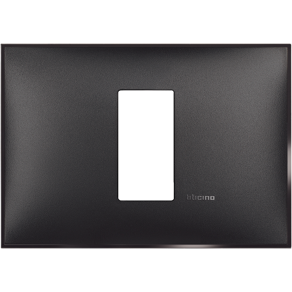 BTICINO - R4803M1BG cover plate - 1 centered module - Black satin