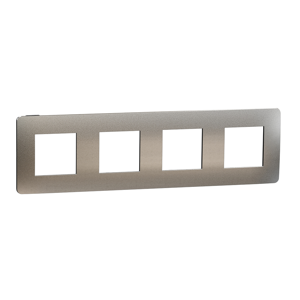 SCHNEIDER ELECTRIC - NU280856М cover frame - 4 gangs - 4 x 2 modules - light aluminium/ black mirror surface