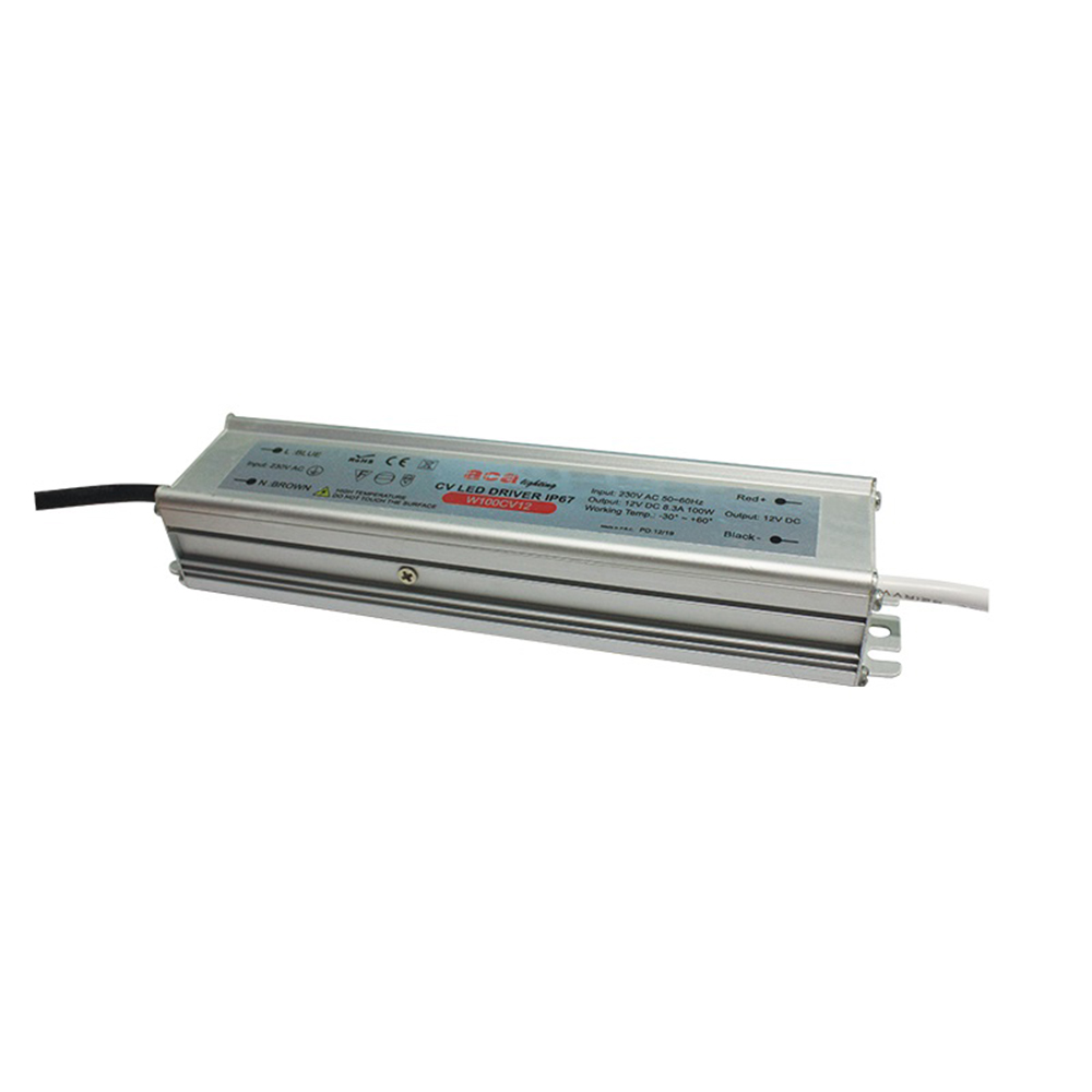 ACA LIGHTING - METAL CV LED DRIVER 100W 230V AC-12V DC 8.3A IP67 WITH ...