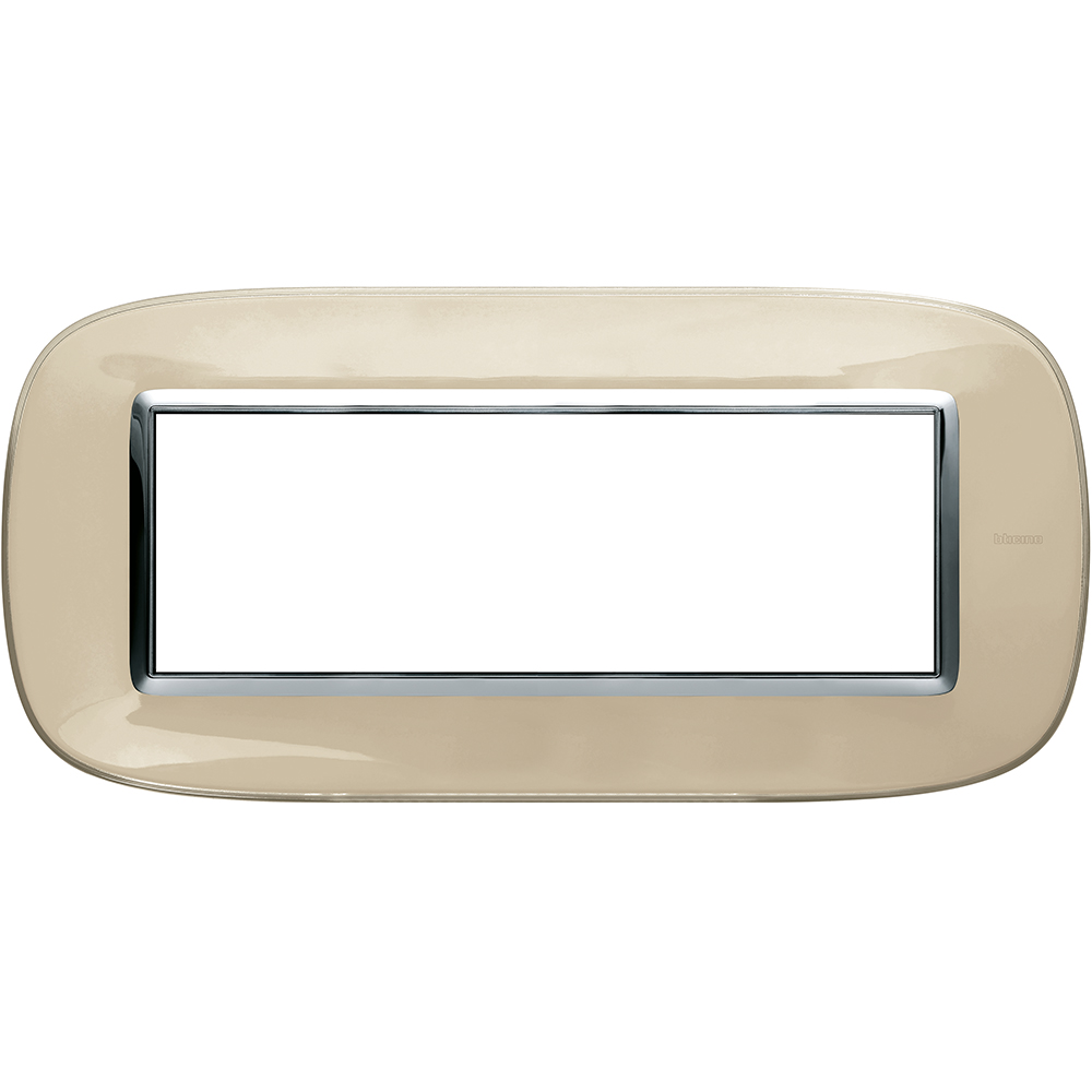 BTICINO - HB4806DA Elliptical cover plate 6modules - Ivory liquid 