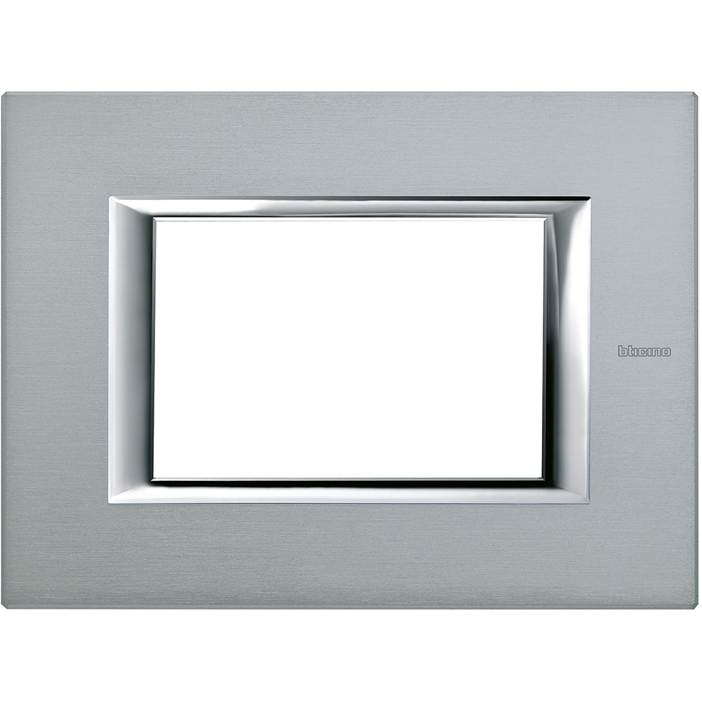 BTICINO - HA4803AZ Rectangular cover plate 3 modules - brushed mercury 