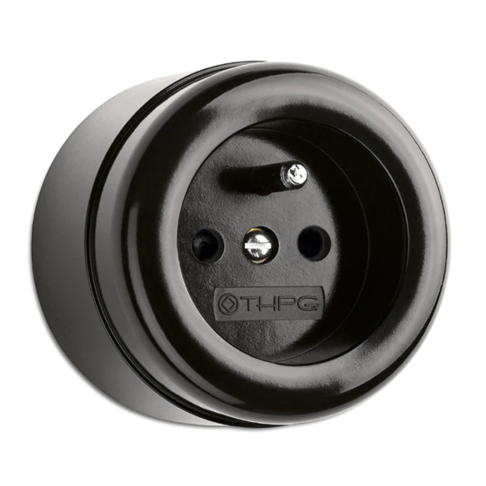 THPG - Outlet French version surface-mounted with base plate Bakelite 16A 250V IP20 D: Ø 62mm H: 49 mm  100063