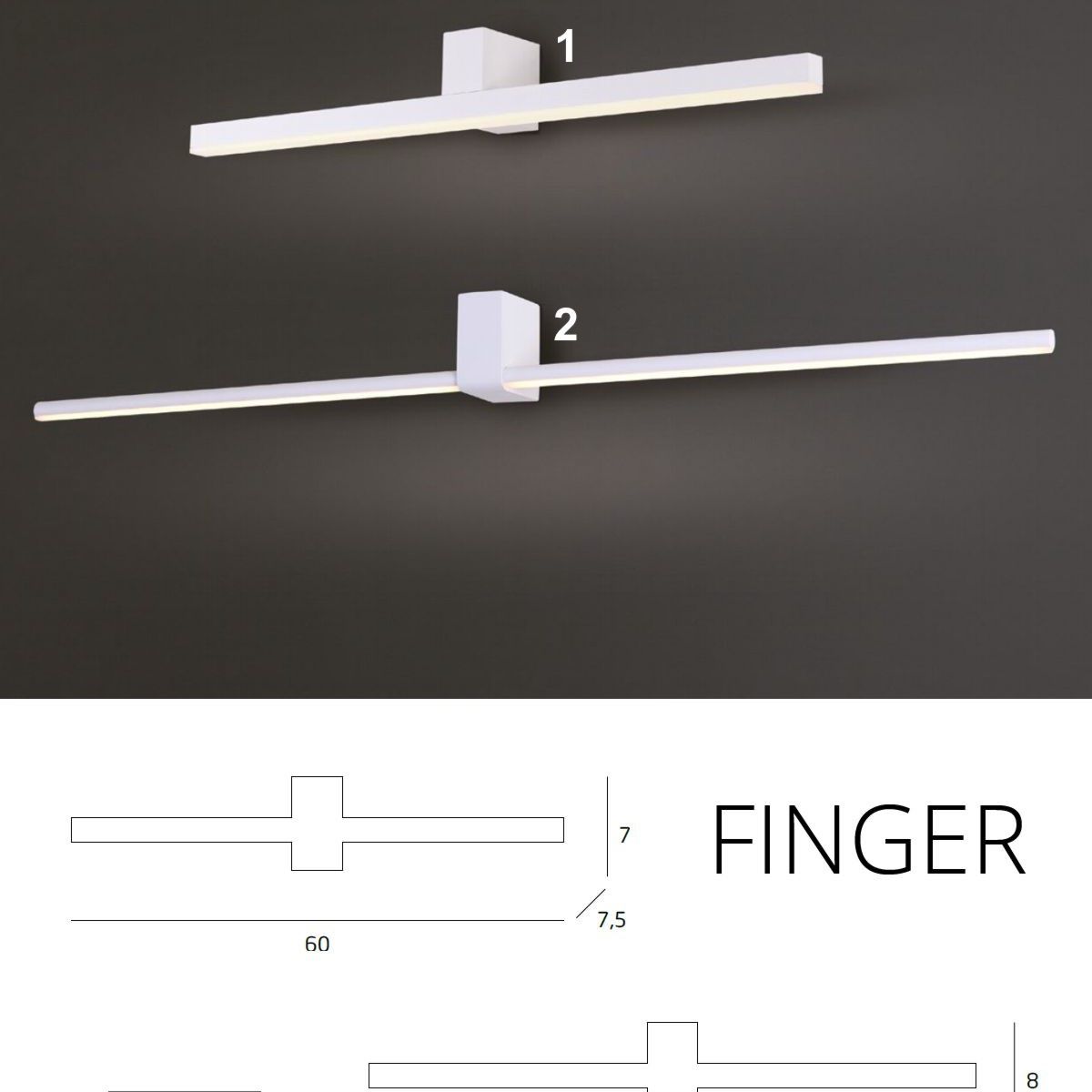 MAXLIGHT - Wall lamp FINGER90 W0214 ,1 x 9W LED 230V, 1115 LM 3000K