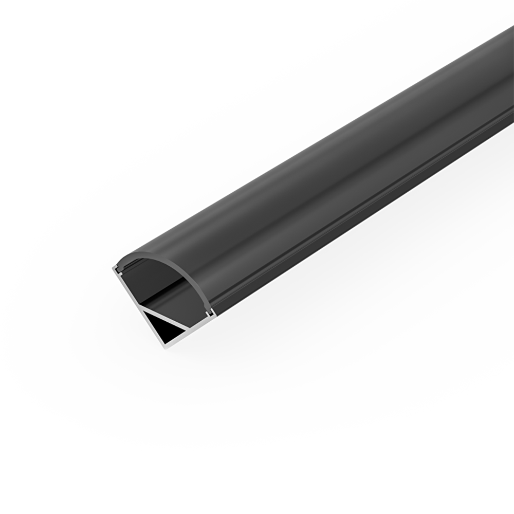 ULTRALUX - APK204BK Алуминиев профил за LED лента за открит монтаж, ъглов, 2м черен дифузер