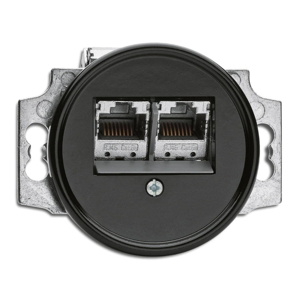 THPG - Internet outlet 2х RJ45 (real.Cat.6a) bakelite black 100722