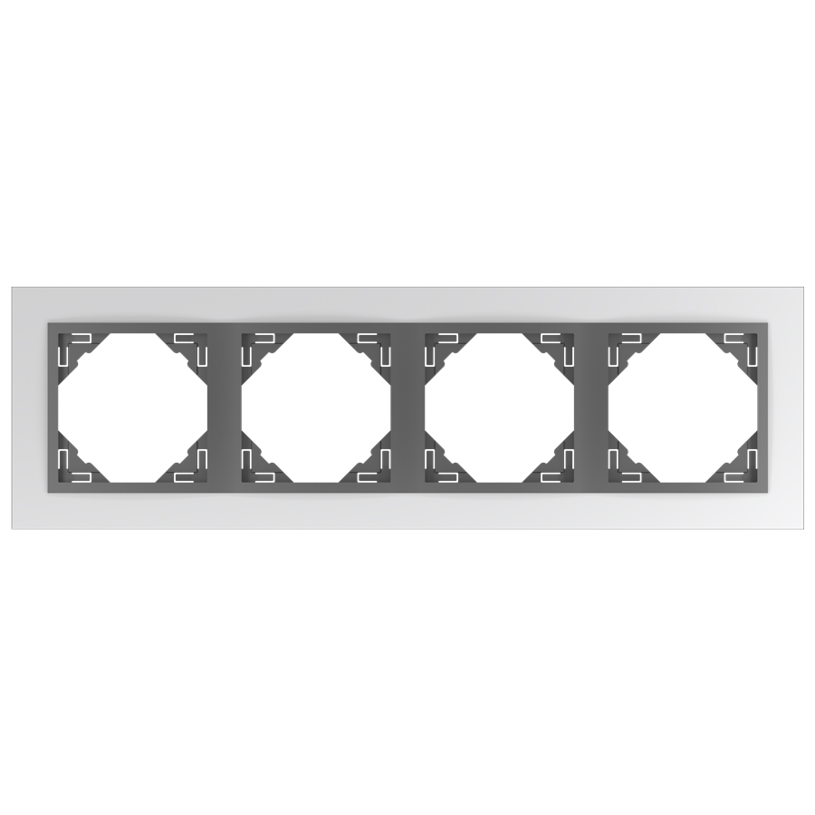 EFAPEL - FOUR GANG FRAME ALUMINIUM/GREY 90940 TUS LOGUS 90 Metallo