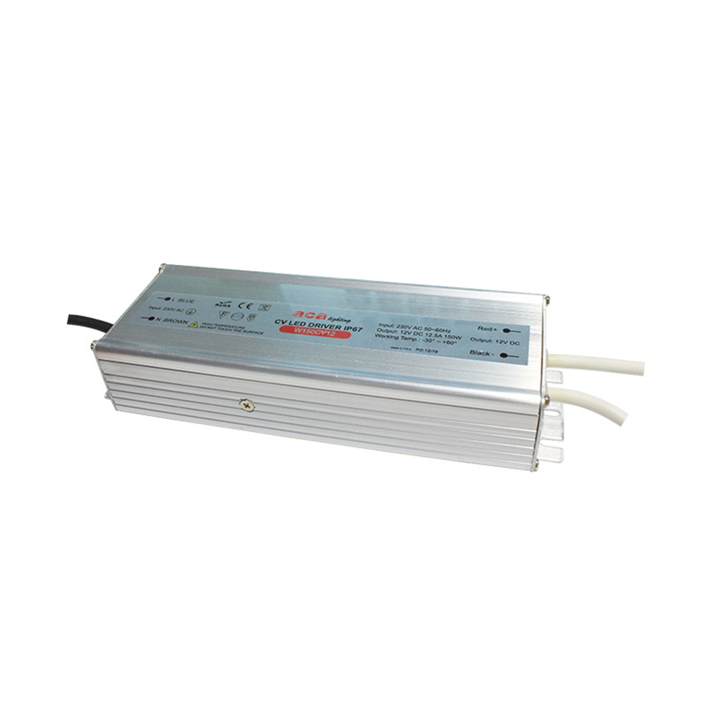 ACA LIGHTING - METAL CV LED DRIVER 150W 230V AC-12V DC 12.5A IP67 WITH ...