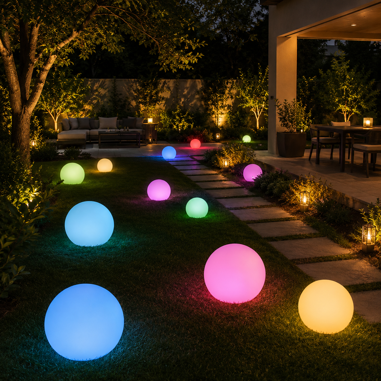 ACA LIGHTING - SOLB30RGBW LED RECHARGEABLE SOLAR BALL LAMP WITH CHARGER
