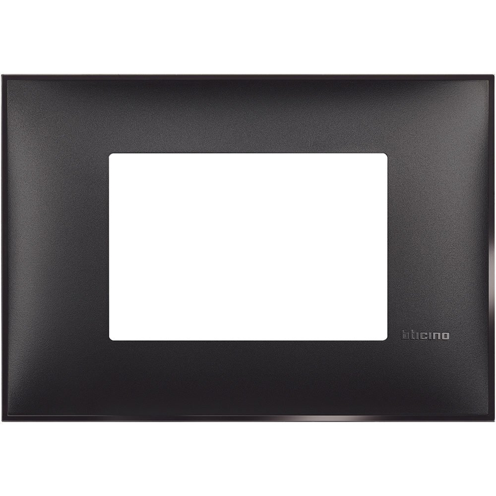 BTICINO - R4803BG cover plate - 3 centered module - Black satin
