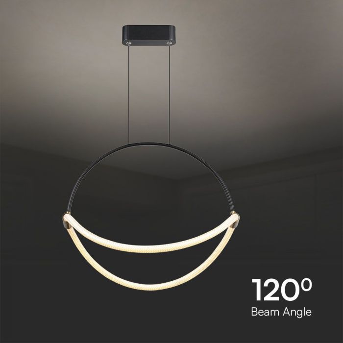 V-TAC - 16W LED Handing Pendant Light WIth 1.5m Wire 600mm 3000K Black ...