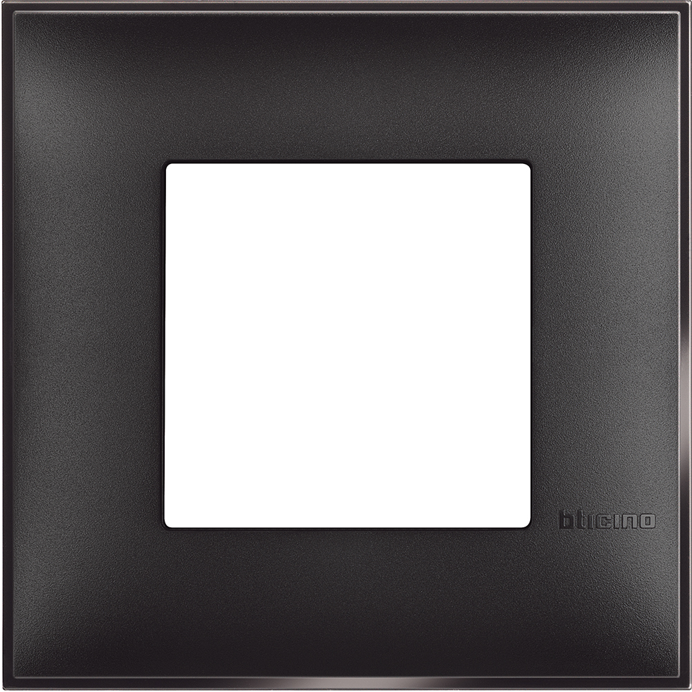 BTICINO - R4802BG cover plate - 2 centered module - Black satin